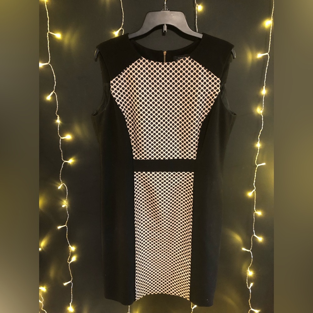 Tahari black and tan sleeveless dress